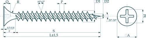 Саморезы 3,5х35 потай, частая резьба, оксид (1 кг) (КИТАЙ/ТАЙВАНЬ) Саморез с потайной головкой и мелким шагом