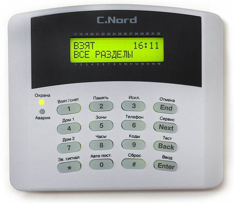 K16-LCD Проводная клавиатура для контрольных панелей серии Норд, Hunter, Captain