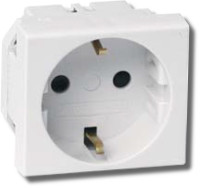 Розетка силовая Viva 2 модуля белая (45005) Розетка силовая штекерная с заземлением и со шторками