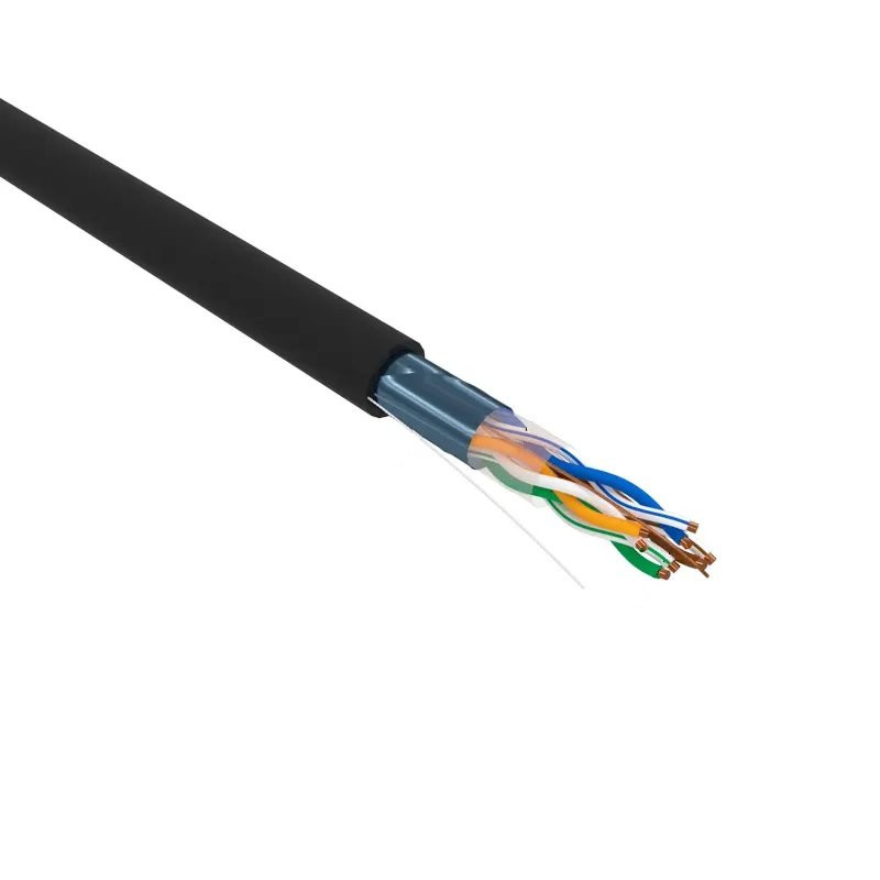 F/UTP, CAT 5e, PE, 4х2х0,52 мм, 24AWG, OUTDOOR, SOLID, черный, РФ REXANT (02-0027-R) Кабель «витая пара» (LAN) для структурированных систем связи