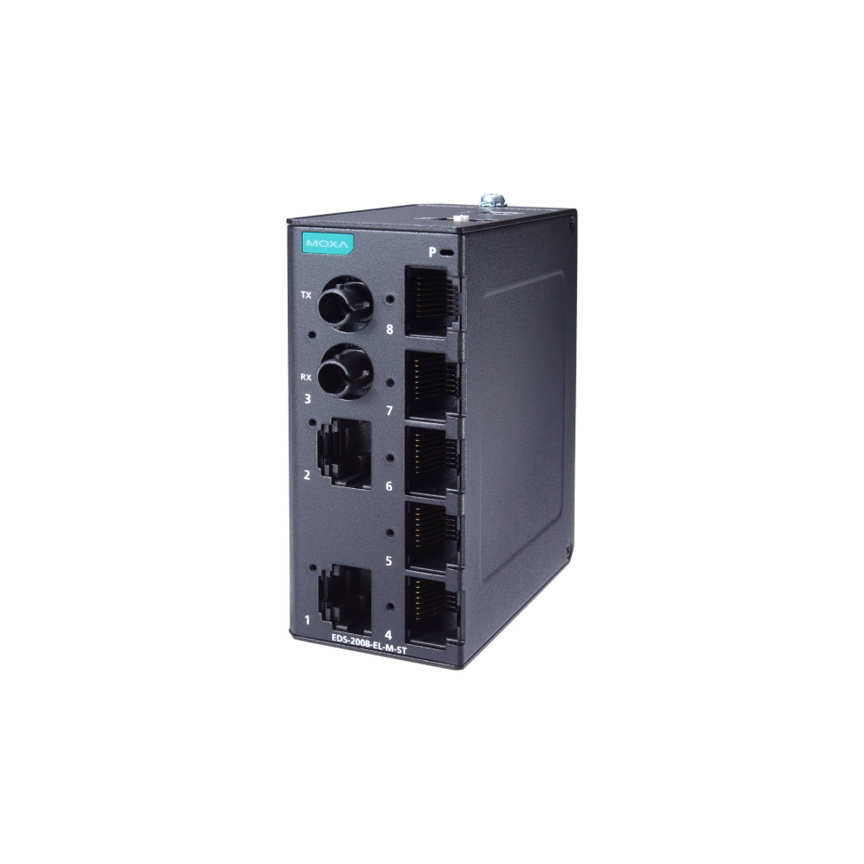 EDS-2008-EL-M-ST Компактный коммутатор 7х10/100BaseTX, 1х100BaseFX (многомод.) в металлическом корпусе, с разъемом ST