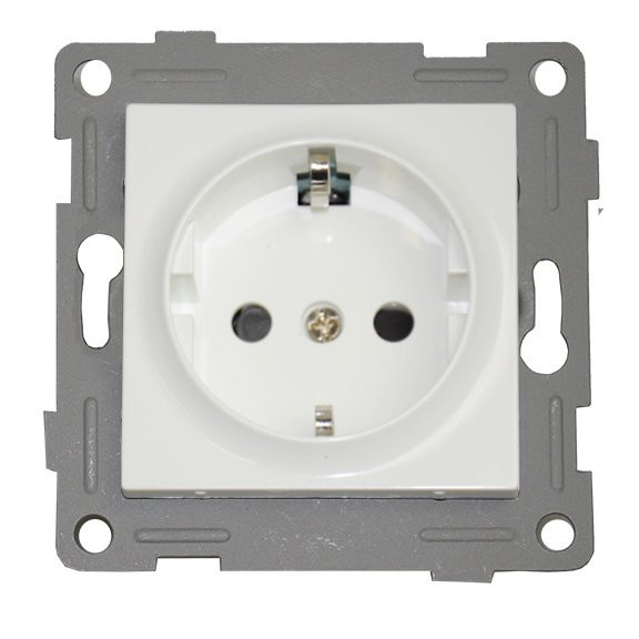 Розетка электрическая 2К+З, белый (201001) Розетка