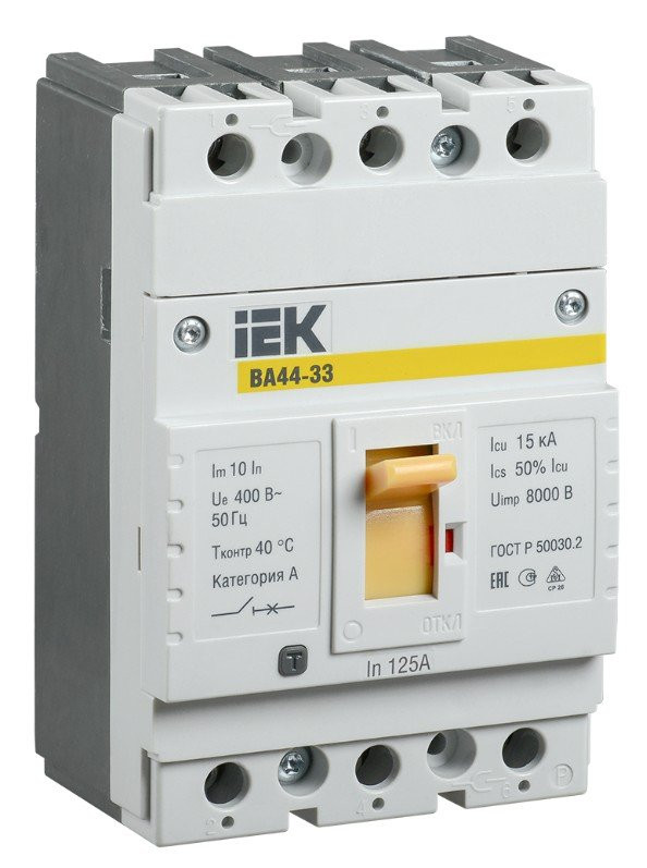 ВА44-33 3Р 125А 15кА (SVA4410-3-0125) Автоматический выключатель в литом корпусе
