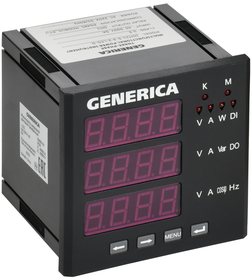 Мультиметр цифровой щитовой трехфазный DO RS-485 96х96 LED GENERICA (IDM21-5-3-3-LED-G) Мультиметр цифровой