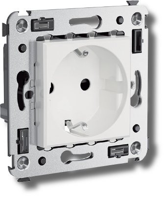 Розетка в стену, 2P+E, с з/ш Avanti белое облако (4400003) Розетка