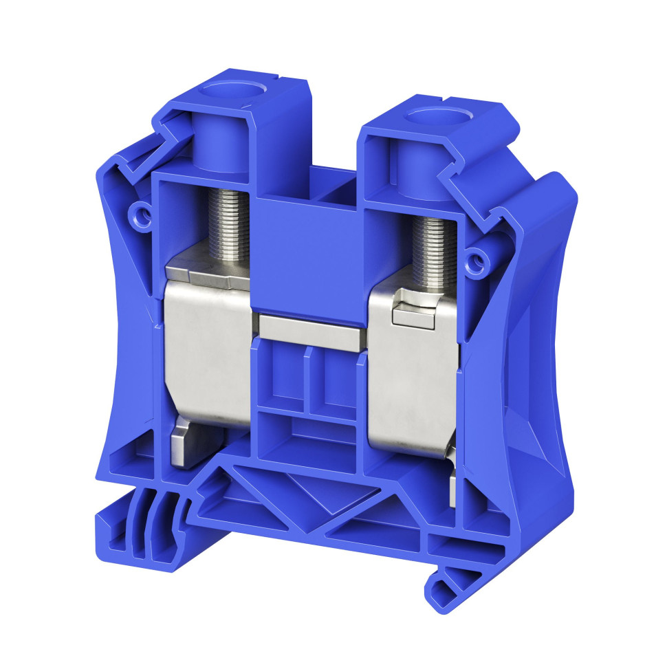 Клемма проходная, винтовой зажим, 35 кв.мм, синяя (TUR-35R-BU) Клемма проходная, 2 точки подключения