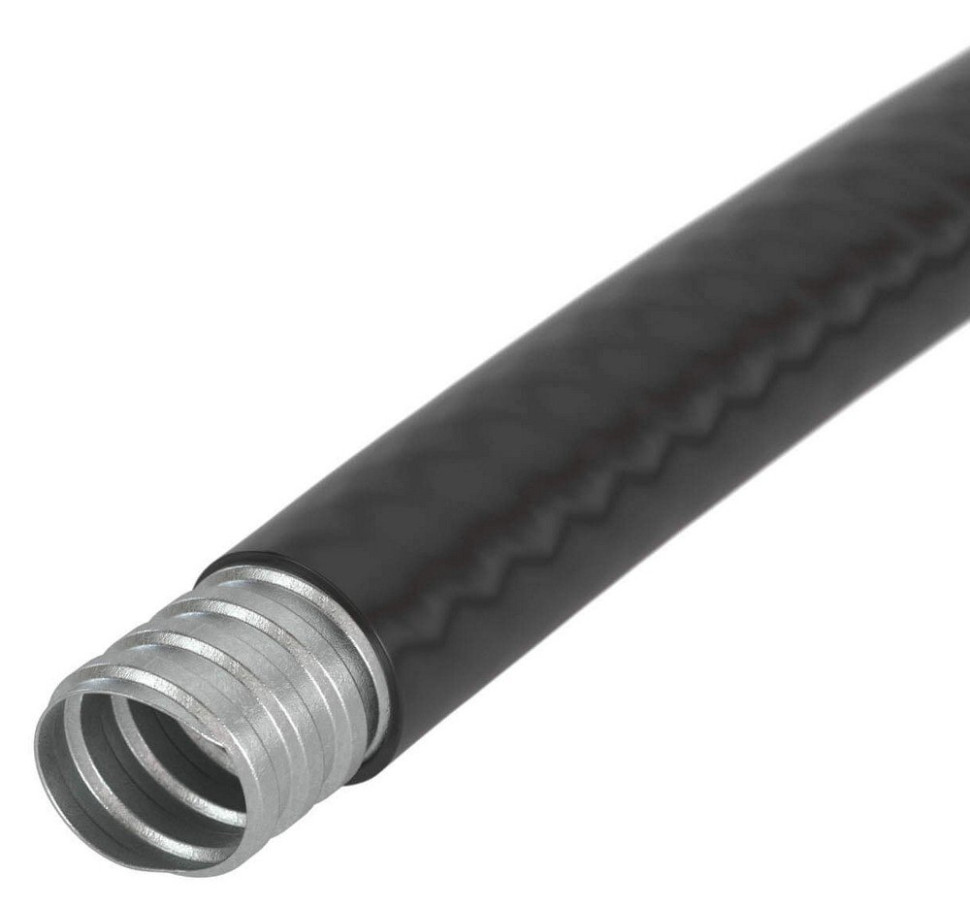 Металлорукав DN 15 в гладкой ПВХ изоляции, чёрный (6070R-16N) Металлорукав в гладкой ПВХ изоляции