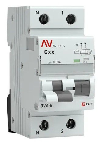 DVA-6 1P+N 25А 300мА AVERES (rcbo6-1pn-25C-300-ac-av) Автоматический выключатель дифференциального тока
