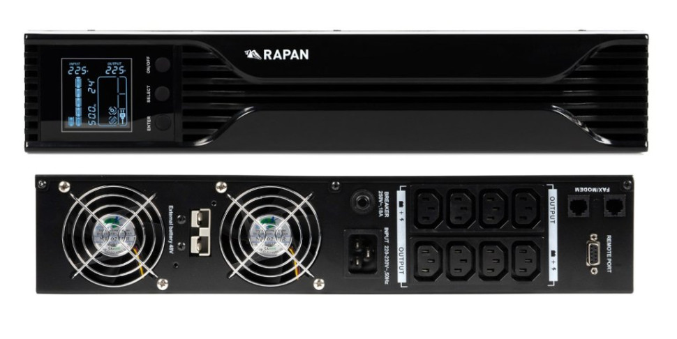 RAPAN-UPS 3000 RACK+4х9Ah (RAPAN-UPS 3000-RACK-IN-4х9-E) (8960) Бесперебойный источник питания