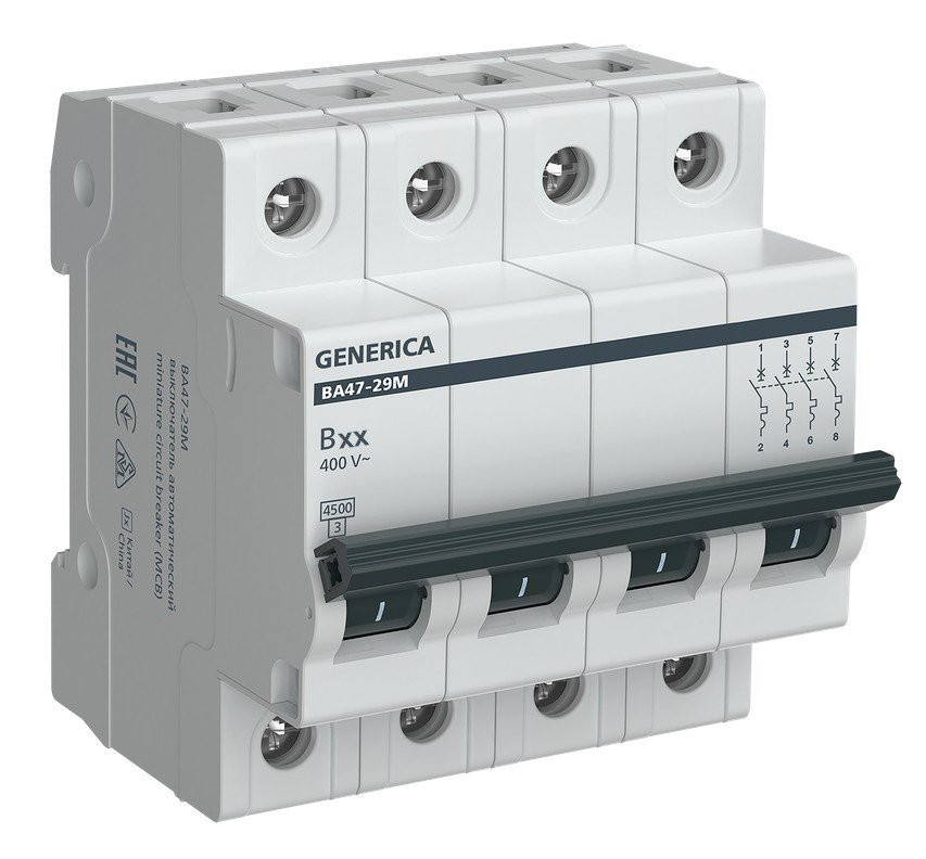 GENERICA ВА47-29М 4P 32А 4,5кА (MVA21-4-032-B-G) Автоматический выключатель