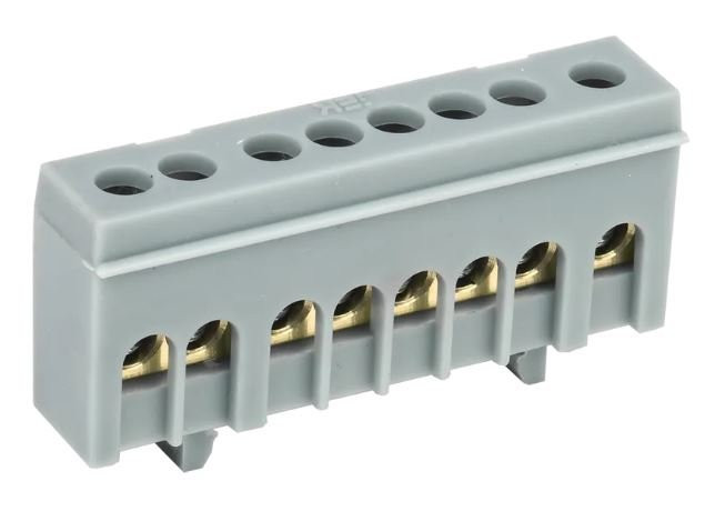 Шина L "фаза" в корпусном изоляторе на DIN-рейку ШНИ-6х9-8-К-Ср (YNN10-69-8KD-K02) Шина в корпусном изоляторе на DIN-рейку