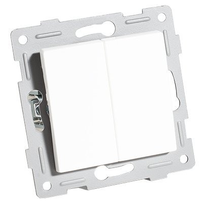 Переключатель двухклавишный, белый (201104) Переключатель