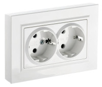 Розетка 2-местная в сборе BRITE РСш12-3-БрБ с заземлением с защитными шторками скрытой установки 16А белый (BR-R24-16-K01-F) Розетка с защитными шторками