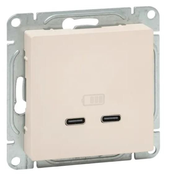 Механизм розетки USB-C - 2 шт, кремовый Эпика (UP1-SOI-2USBC) Механизм розетки USB