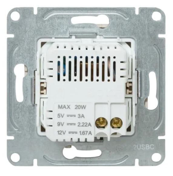 Механизм розетки USB-C - 2 шт, кремовый Эпика (UP1-SOI-2USBC) Механизм розетки USB