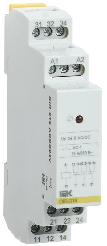 Реле промежуточное модульное OIR 3 контакта 16А 24В AC/DC (OIR-316-ACDC24V) Реле промежуточное модульное