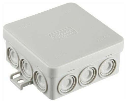 Коробка JBL085 85х85х38, 12 вых., 4P (0,15...6мм²) серая (43755HF-GR) Коробка монтажная, огнестойкая, без галогена