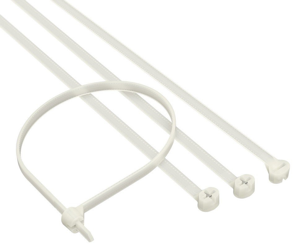 Хомут 3,6x300 P6.6, белый (100шт) (21210SR) Хомут с двойным замком