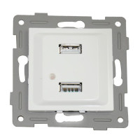 Розетка 2xUSB A, белый (201006) Розетка