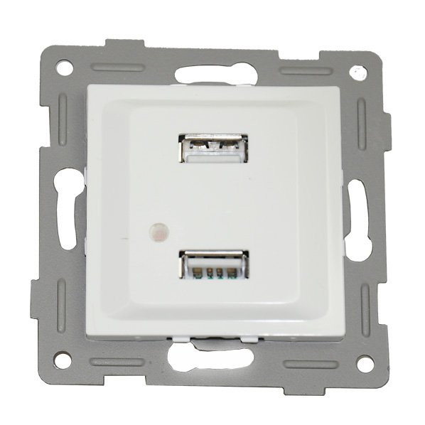 Розетка 2xUSB A, белый (201006) Розетка