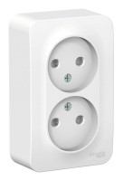 BLANCA розетка 2-местная с заземлением без шторок, открытой установки, белый (BLNRA010211) Розетка с изолированной пластиной