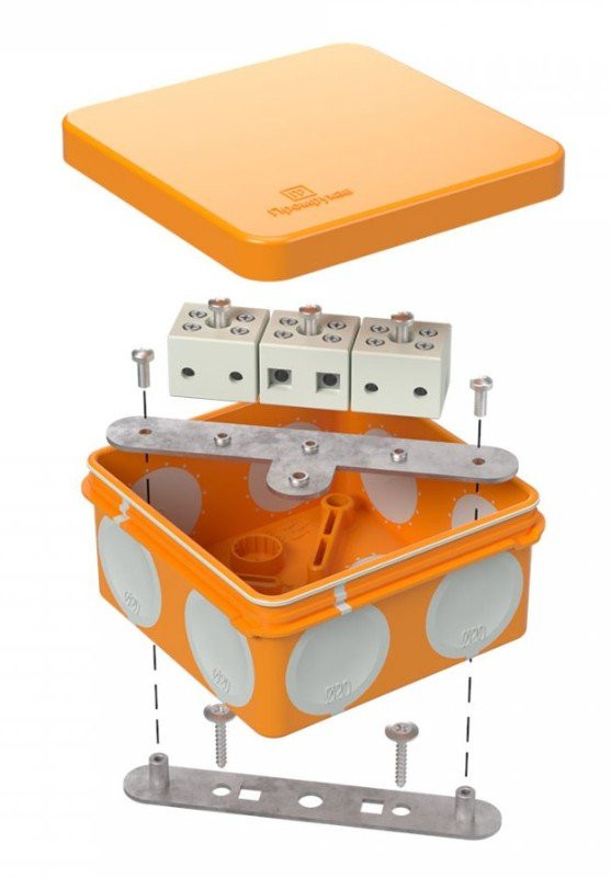 Коробка огнестойкая для о/п двухкомпонентная Е15-Е120 RAL2004 80х80х40 (60-0210-FR6.0-6) (Промрукав) Коробка огнестойкая для открытой установки
