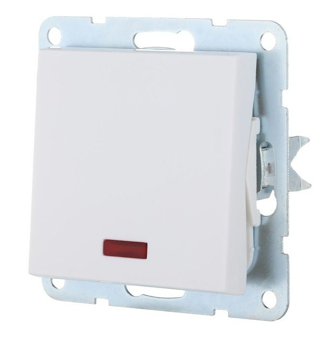 Переключатель 1-клавиши, на 2 направления, c индикатором, белый LK80 (840404-1) Переключатель