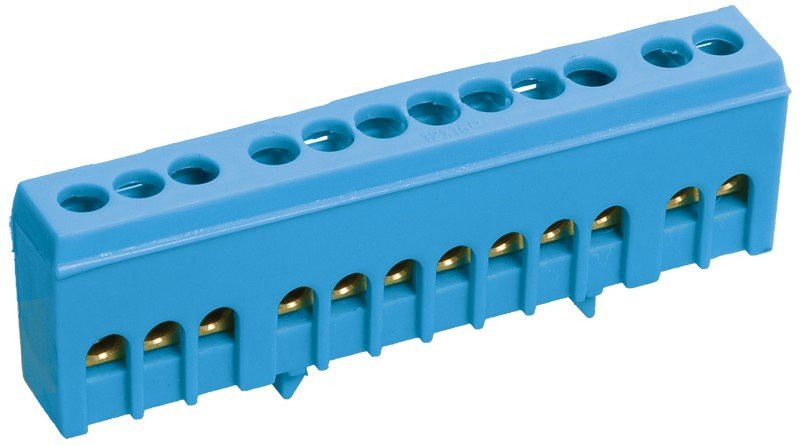 Шина N "ноль" в корпусном изоляторе на DIN-рейку ШНИ-6х9-8-К-С (YNN10-69-8KD-K07) Шина в корпусном изоляторе на DIN-рейку