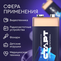 СТАРТ 6LR61-BL1 (9 В, Крона, 6LR61), БЛИСТЕР Алкалиновая батарейка