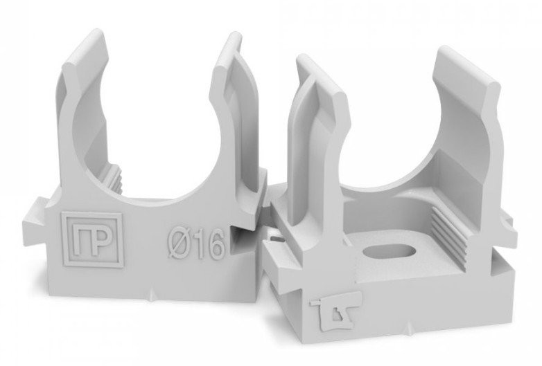Крепеж-клипса для монтажного пистолета D16 серая (Промрукав) в п/э (100 шт) (PR13.0401) Крепление для труб ПВХ