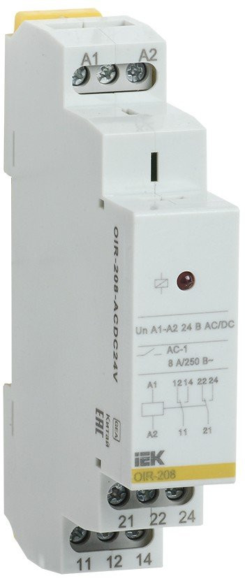 Реле промежуточное модульное OIR 2 контакта 8А 24В AC/DC (OIR-208-ACDC24V) Реле промежуточное модульное