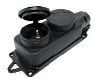 Розетка двухместная 2Р+РЕ 16А 250В IP44 (SQ0612-0037) Розетка двухместная с заглушками каучук