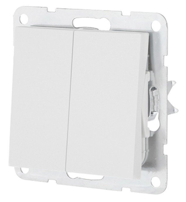 Переключатель 2-клавиши, с двух мест, белый LK80 (841304-1) Переключатель