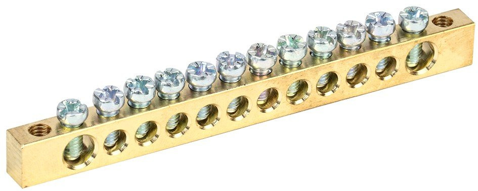 Шина PEN "земля-ноль" 6х9мм 12/2 (YNN11-12-100) Шина на DIN-рейку