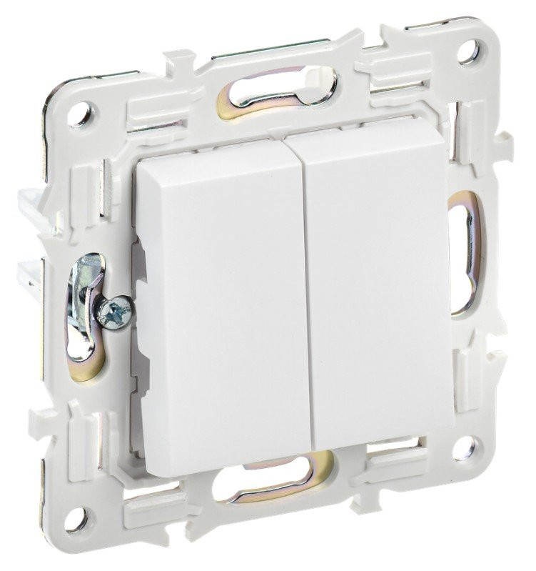 SKANDY Выключатель 2-клавишный SK-V04W скрытой установки 10А арктический белый (SK-V20-0-10-K01) Выключатель