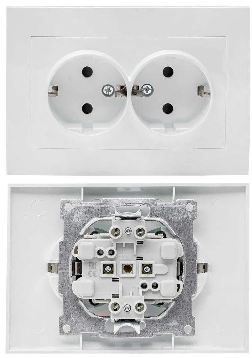 Валенсия розетка 2-местная с/з 16А (EWR16-128-10) Розетка 2-местная с/з 16А