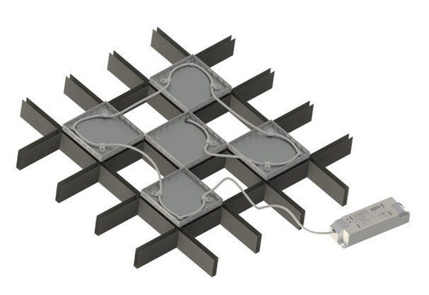 LED-GR 40 85х85х40 CRI80 4000 opal-sand IP40 белый GL15 (5 модулей х 8 Вт) Светильник светодиодный накладной/встраиваемый