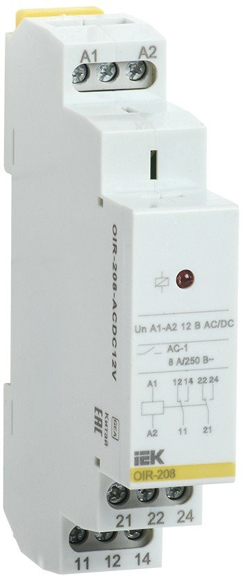 Реле промежуточное модульное OIR 2 контакта 8А 12В AC/DC (OIR-208-ACDC12V) Реле промежуточное модульное
