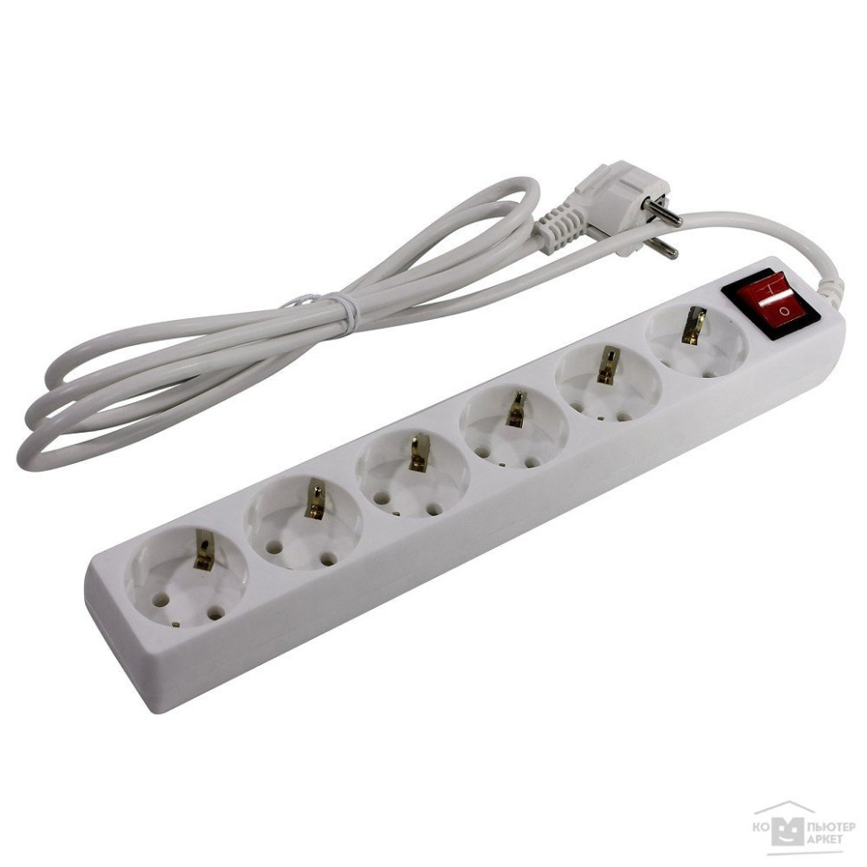 SP6W-250 Сетевой фильтр 6 розеток, 5м, белый