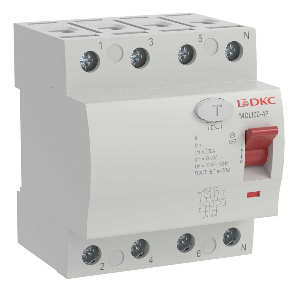 YON MAX MDL100 ВДТ, 4P, 30mA, 63A, АС (MDL100-4P2-63-AC)