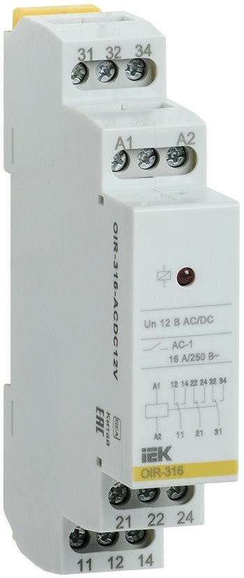 Реле промежуточное модульное OIR 3 контакта 16А 12В AC/DC (OIR-316-ACDC12V) Реле промежуточное модульное