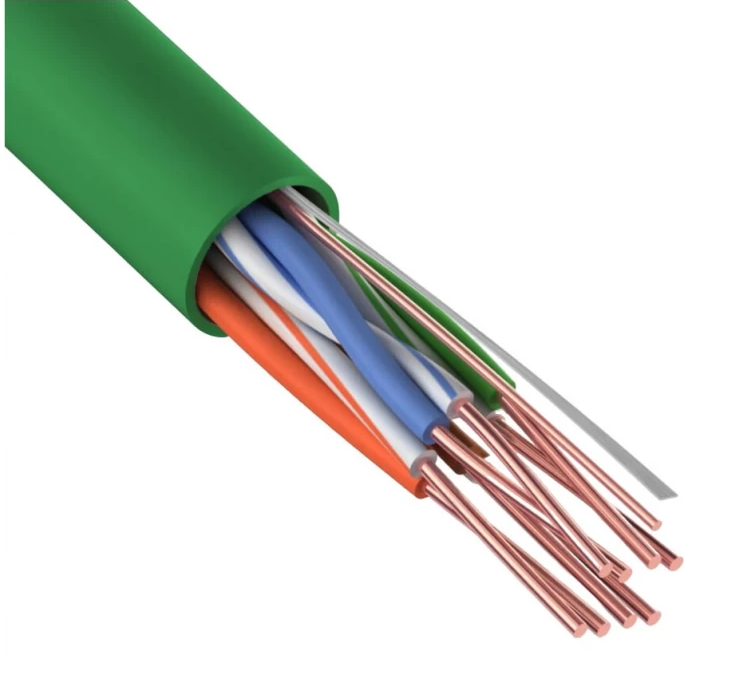 U/UTP, CAT 5e, нг(А)-LSLTx, 4х2х0,52мм, 24AWG, INDOOR, SOLID, зеленый, 305м REXANT (01-0061) Кабель «витая пара» (LAN) для структурированных систем связи