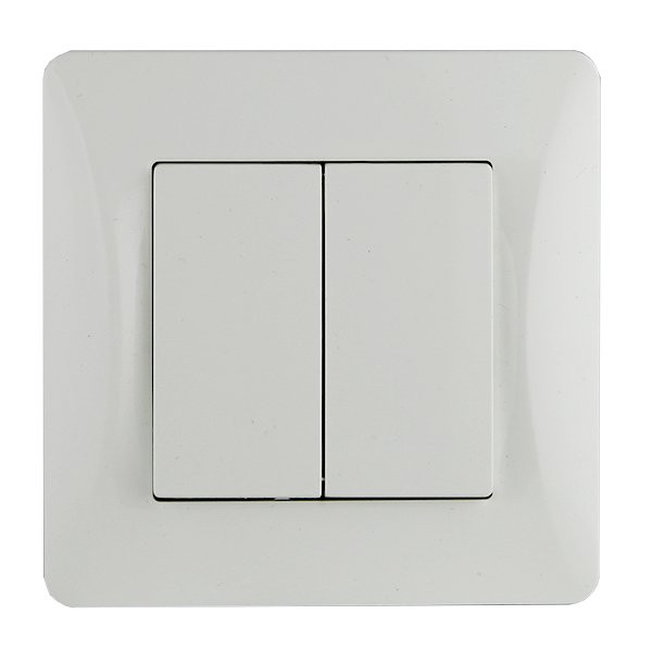 Выключатель двухклавишный, белый (201102) Выключатель
