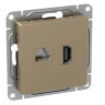 Механизм розетки HDMI+RJ45 (cat5), шампань Эпика (UP1-SOC-HDMI-RJ45) Механизм розетки HDMI+RJ45
