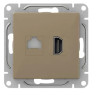 Механизм розетки HDMI+RJ45 (cat5), шампань Эпика (UP1-SOC-HDMI-RJ45) Механизм розетки HDMI+RJ45
