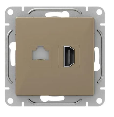 Механизм розетки HDMI+RJ45 (cat5), шампань Эпика (UP1-SOC-HDMI-RJ45) Механизм розетки HDMI+RJ45