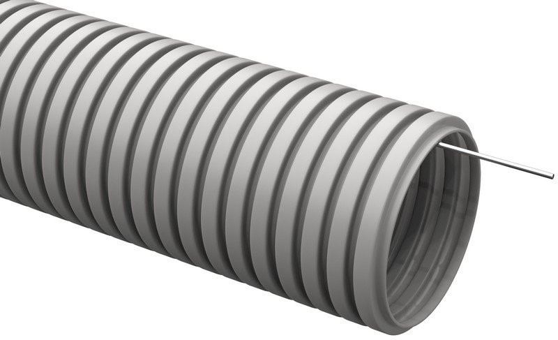 Труба ПВХ легкая серая с протяжкой D63 ELASTA (CTG20-63-K41-015I) Труба гофрированная, не распространяющая горение