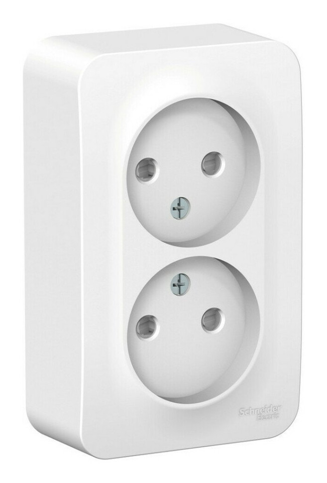 BLANCA розетка 2-местная без заземления со шторками, открытой установки, белый (BLNRA001211) Розетка с изолированной пластиной