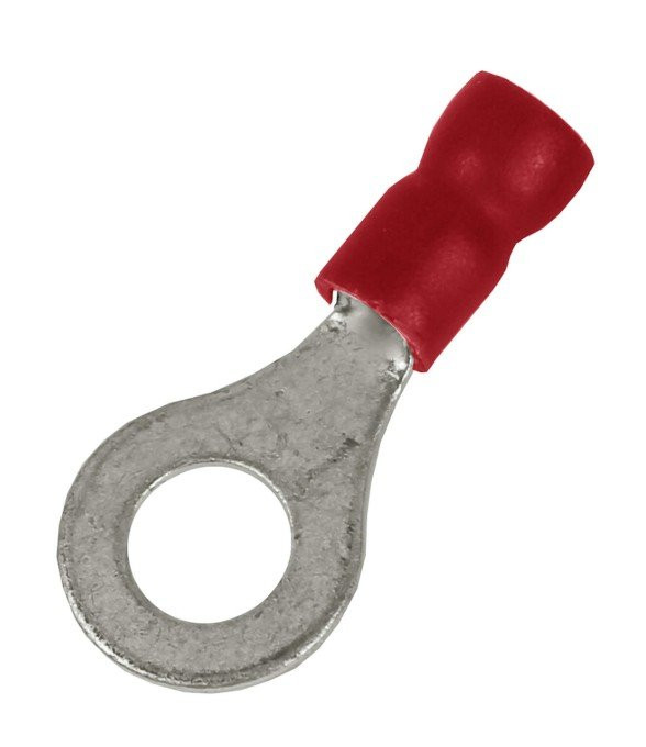 Наконечник НКИ 0,25-1,5 М4 (D4,3мм) с отверстием под винт (100 шт) (2A4P-EE-PVC) Наконечник с отверстием под винт и изолированным фланцем ПВХ