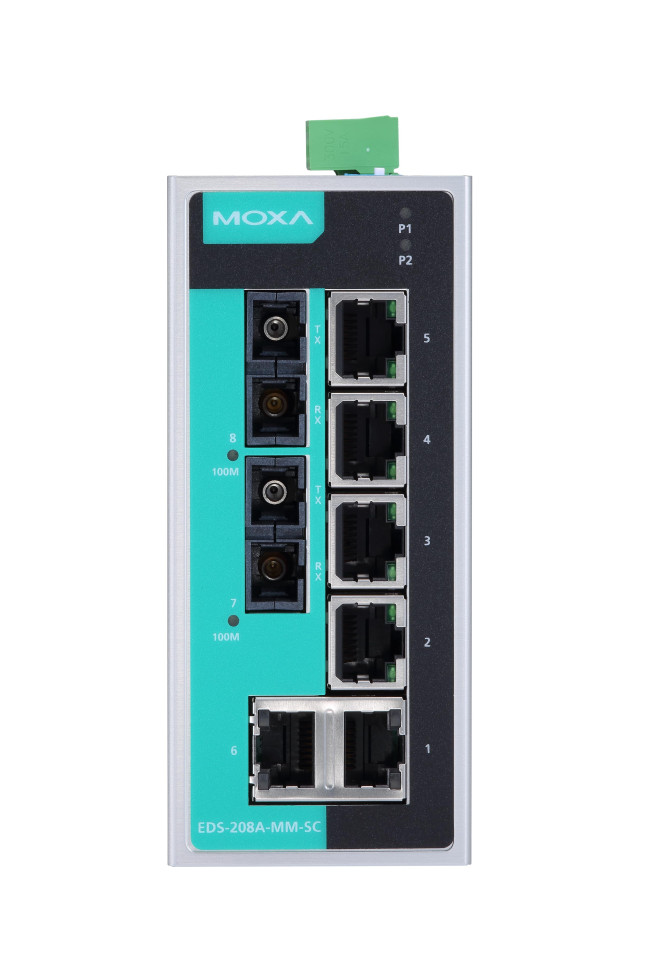 EDS-208A-MM-SC Компактный коммутатор 6х10/100BaseTX, 2х100BaseFX (многомод.) в металлическом корпусе EDS-208A-MM-SC Компактный коммутатор 6х10/100BaseTX, 2х100BaseFX (многомод.) в металлическом корпусе